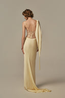 Dormeuse Cream Silk Lace Evening Gown for women, from POEM, The Viet Concept