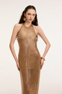 21SIX • Alara Crystal Tulle Halter-Neck Embellished Evening Gown