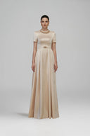 Luxury Short Sleeve A-Line Silk Taffeta Deconstructed Collar Gown for women, from IHF ATELIER, The Viet Concept