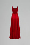 Taffeta Pleated Chiffon Floral Sequin Cape Panel Maxi A-line Gownfor women, from IHF STUDIO, The Viet Concept 