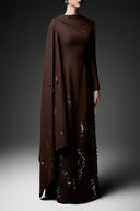 GVLUX • Ondine Pleated Silk Denim A-Line Dress