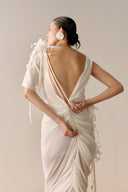 LECIA • Étoile Draped Backless Sheer Evening Gown