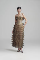 LINH PHUNG • Tiffany Couture Ruffled Taffeta Corset Maxi Dress