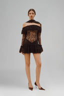 Noir Giulia Off-shoulder Mini Dress for women, from La Vierge, The Viet Concept 