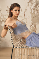 Azure Élan Deep V Lace Strappy Top for women, from XITA, The Viet Concept 