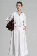 White Caster Oversized Cotton Bamboo Shirt for women, from HOBB, The Viet Concept 