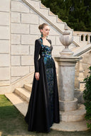 TRACY COUTURE • Anne Queen Floral Embellished Flared Flap Taffeta Gown