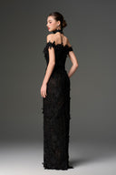 Noir Bloom Pearl Embellished Lace Column Gown for women, from IHF STUDIO, The Viet Concept 