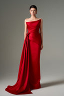 Parisa Silk Taffeta Strapless Crystal Draped Bodycon Gown for women, from 21SIX, The Viet Concept