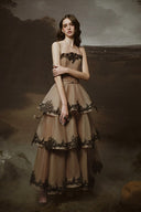 LINH PHUNG • Roma Crystal-Button Embroidered Organza Corset Maxi Dress