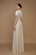 Luxury Short Sleeve A-Line Silk Taffeta Deconstructed Collar Gown for women, from IHF ATELIER, The Viet Concept