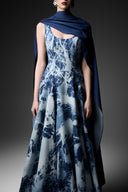 GVLUX • Noctelle Panelled Flared Denim Dress