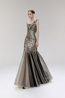 Freya Asymmetrical Sequin Gown with Layered Tulle Train for women, from SORAMAME, The Viet Concept