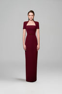 Veridia Trapeze Neck Beaded Crepe Column Gown for women, from IHF ATELIER, The Viet Concept 