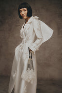 Seren Embellished Waist-Cinched Taffeta Midi Mantle Coat for women, from WHITE PLAN, The Viet Concept 