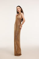 21SIX • Alara Crystal Tulle Halter-Neck Embellished Evening Gown