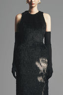 Macias Sheath Back Slit Faux Fur Floor Length Dress for women, from Maison Des Copains, The viet Concept 