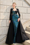 TRACY COUTURE • Anne Queen Floral Embellished Flared Flap Taffeta Gown