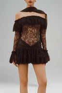Noir Giulia Off-shoulder Mini Dress for women, from La Vierge, The Viet Concept 