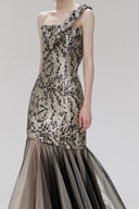 Freya Asymmetrical Sequin Gown with Layered Tulle Train for women, from SORAMAME, The Viet Concept