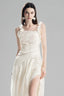 Custard Asymmetrical Midi Wrap Dresswith 3D Floral Straps for women, from Must Have, The Viet Concept 