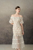 ROSEE de MATIN • White Daisy Long Fishtail Dress