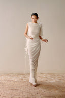 LECIA • Étoile Draped Backless Sheer Evening Gown