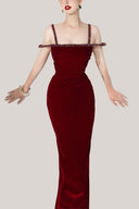 Velvet Mystic Sheath Square Neck Ankle Length Dress for women, from Calista, The Viet Concept