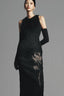 Macias Sheath Back Slit Faux Fur Floor Length Dress for women, from Maison Des Copains, The viet Concept 
