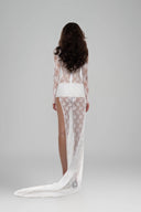 White Aki U-neck Longsleeve Mini Dress for women, from Huelley Rose, The Viet Concept 