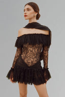 Noir Giulia Off-shoulder Mini Dress for women, from La Vierge, The Viet Concept 