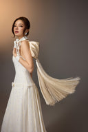 KEIRA TONG • Kodemari Bow Pleated Sequin Maxi Dress