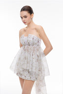 LUCILLA • Daisy Floral Chiffon High-Low Mini Dress