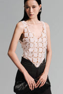 LECIA • Nude Laser Cut Mesh Tank