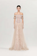 JOSÉPHINE • Keisha Off-Shoulder Embellished Tulle Evening Gown