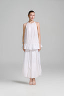 Moneta Asymmetric Pleated Bamboo Midi Skirt for women, from ARTI, The Viet Concept