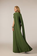 21SIX • Aureliana Royal Silk Floral Crystal-Embellished Cape Gown