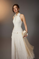 KEIRA TONG • Kodemari Bow Pleated Sequin Maxi Dress