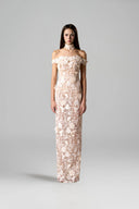 Ivory Jardin Pearl Embellished Column Bustier Dress for women, from IHF STUDIO, The Viet Concept 