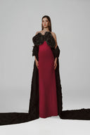 L' SCARLETT • Aurelia 3D Crystal Floral Off-Shoulder Maxi Gown
