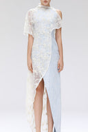 Warble Asymmetric Sequin Lace Floor-Length Jacket for women, from SORAMAME, The Viet Concept