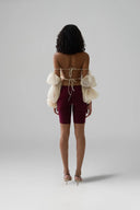 Wiggle Sheer Puff-Sleeve Open-Back Top for women, from HUELLEY HUELLEY, The Viet Concept