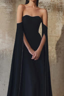 L' SCARLETT • Celestine Crystal Embellished Off-Shoulder Chiffon Maxi Gown