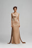 Mocha La Divinità Maxi Dress for women, from La Vierge, The Viet Concept 
