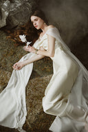 Mirena Couture Silk Satin Cape Maxi Dress for women, from LINH PHUNG, The Viet Concept