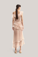 Beige Floral Wrap Midi Dress for women, from MUST HAVE, The Viet Concept 