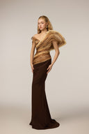 21SIX • Vespera Tulle & Royal Silk Asymmetric Embellished Gown