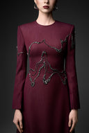 GVLUX • Noir Wave Embellished Silk Denim A-Line Gown