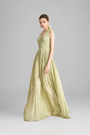 Nasir Gathered Scoop Neck Tencel Floor Length Dress for women, from Maison Des Copains 