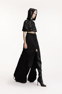 SORAMAME • Black Interval Hooded Sequin Cropped Capelet